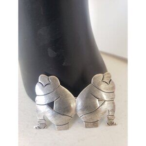 Silver Brooch Beto Taxco Silver Sitting Mexican Men Brooch Men in Hats